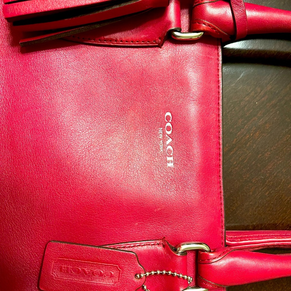 Large red Coach shoulder bag